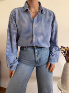 Ralph Lauren Shirt Classic Fit Plaid Blue 100% Cotton