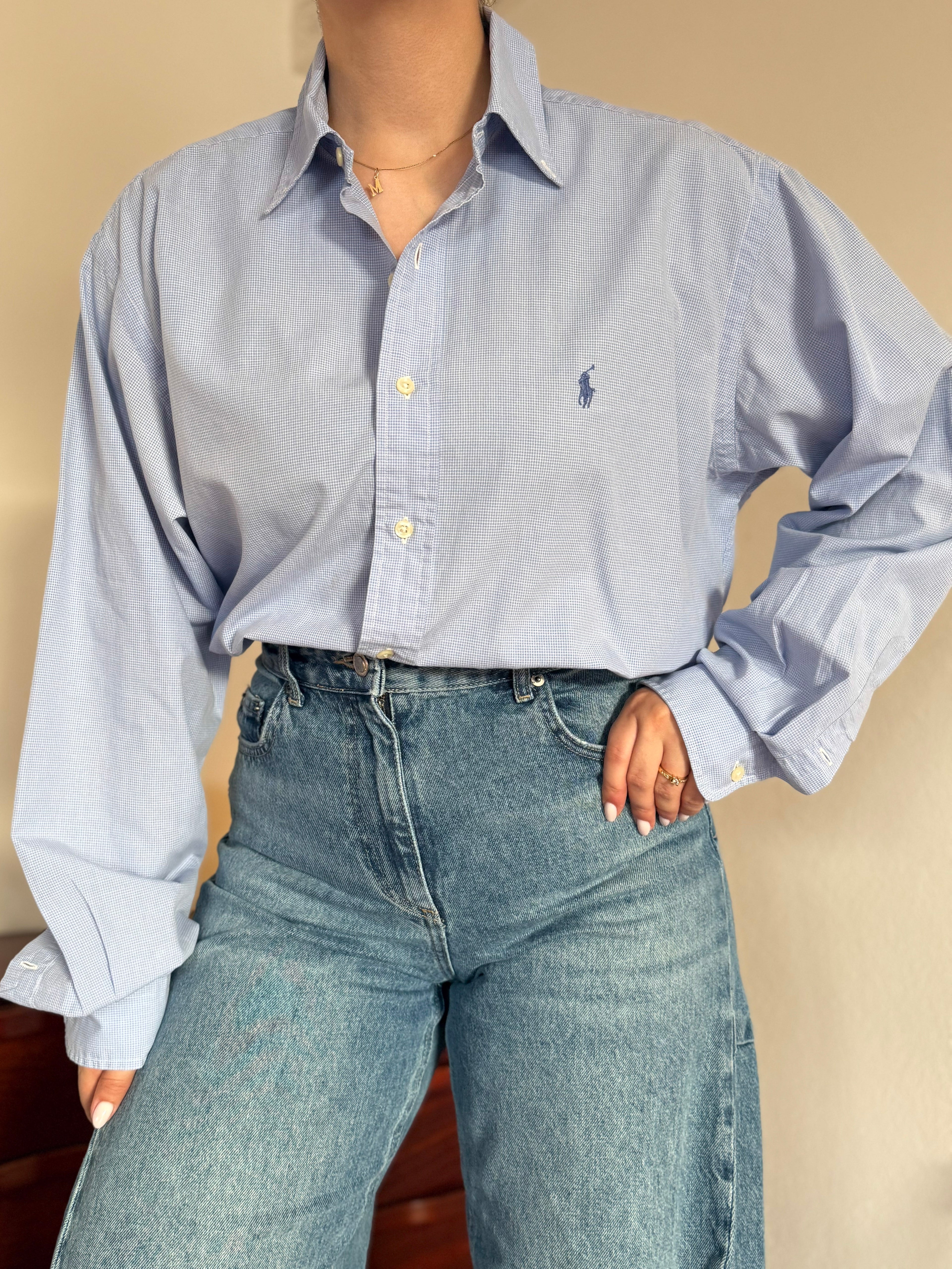 Polo Ralph Lauren Blue Plaid Shirt Yarmouth 100% Cotton