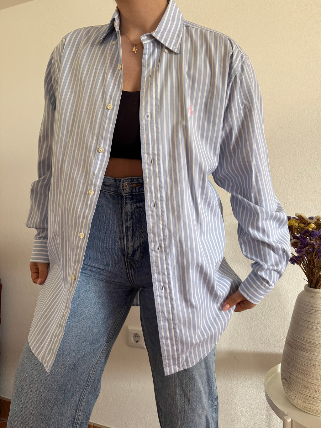 Polo Ralph Lauren Shirt Striped Blue 100% Cotton