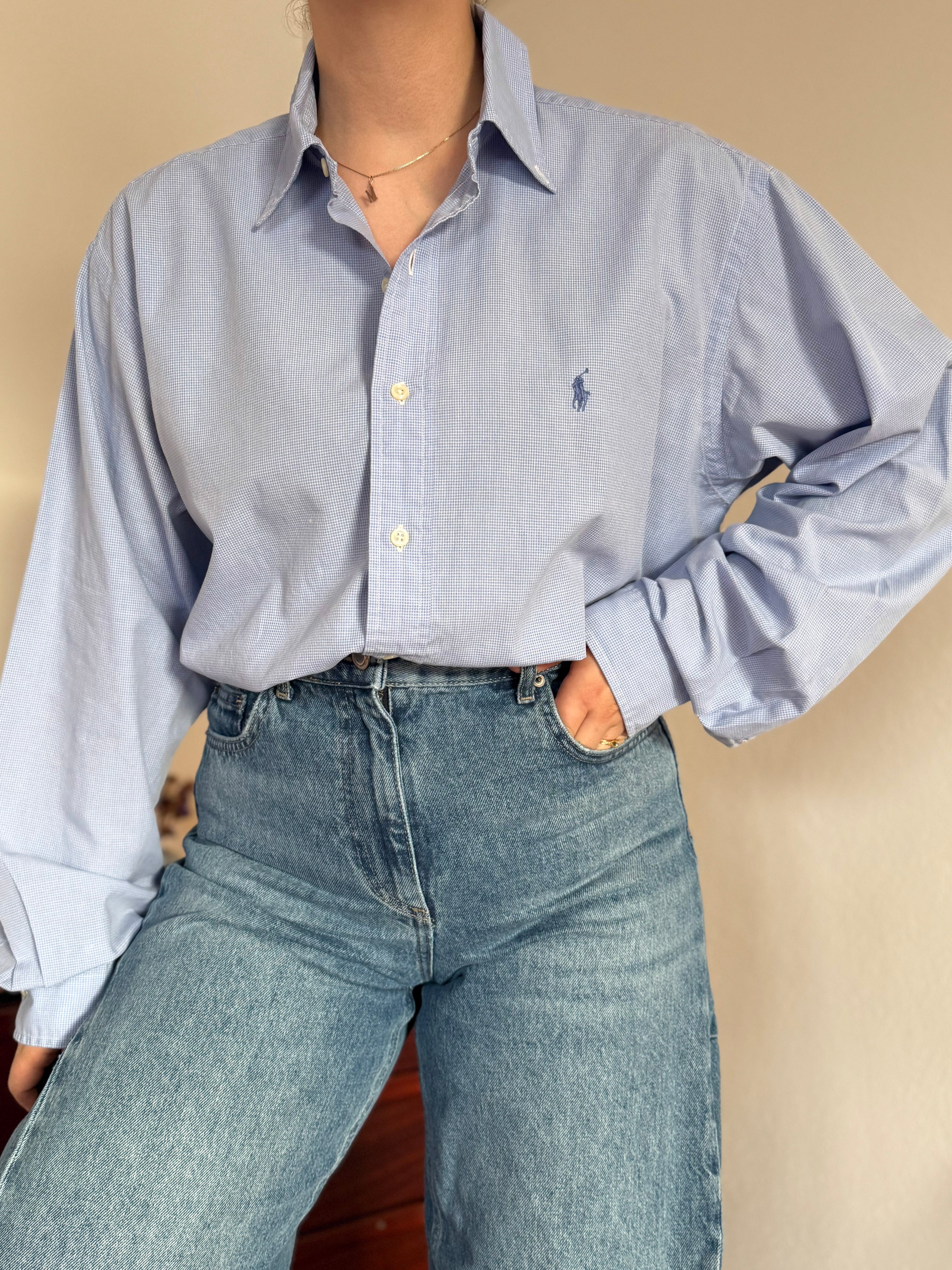 Polo Ralph Lauren Blue Plaid Shirt Yarmouth 100% Cotton