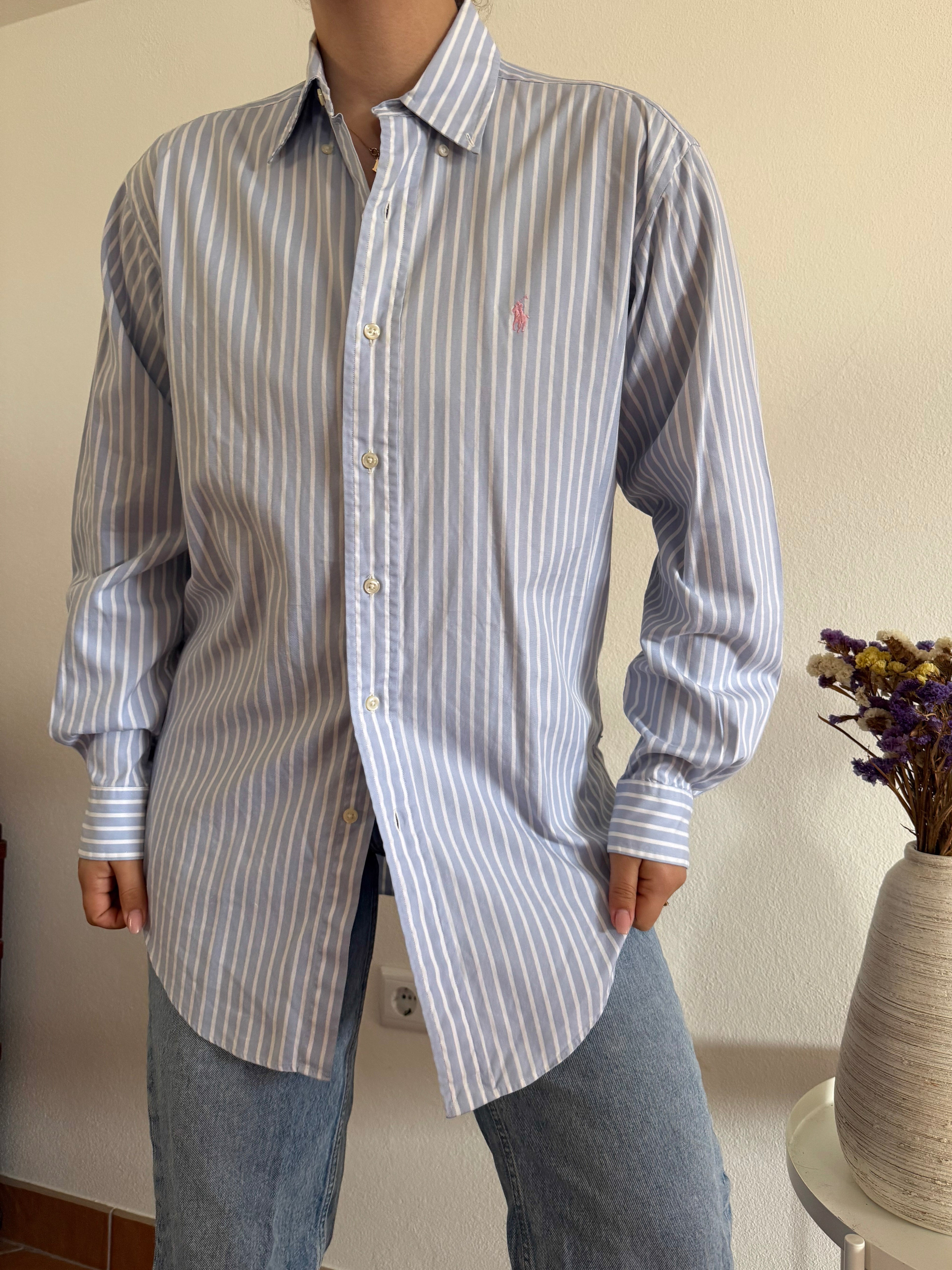 Polo Ralph Lauren Shirt Striped Blue 100% Cotton