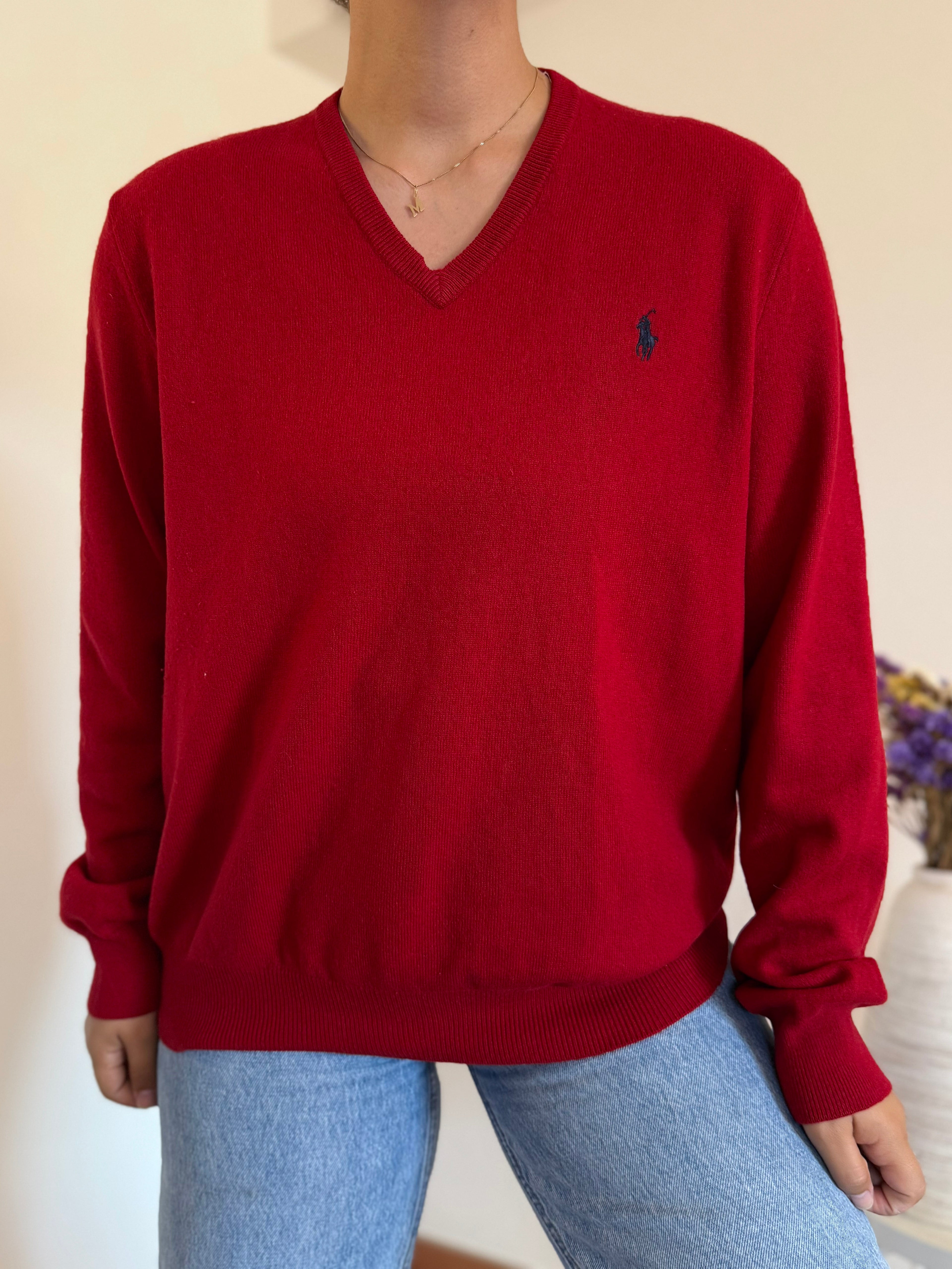 Ralph Lauren V-Neck Knit 100% Lã
