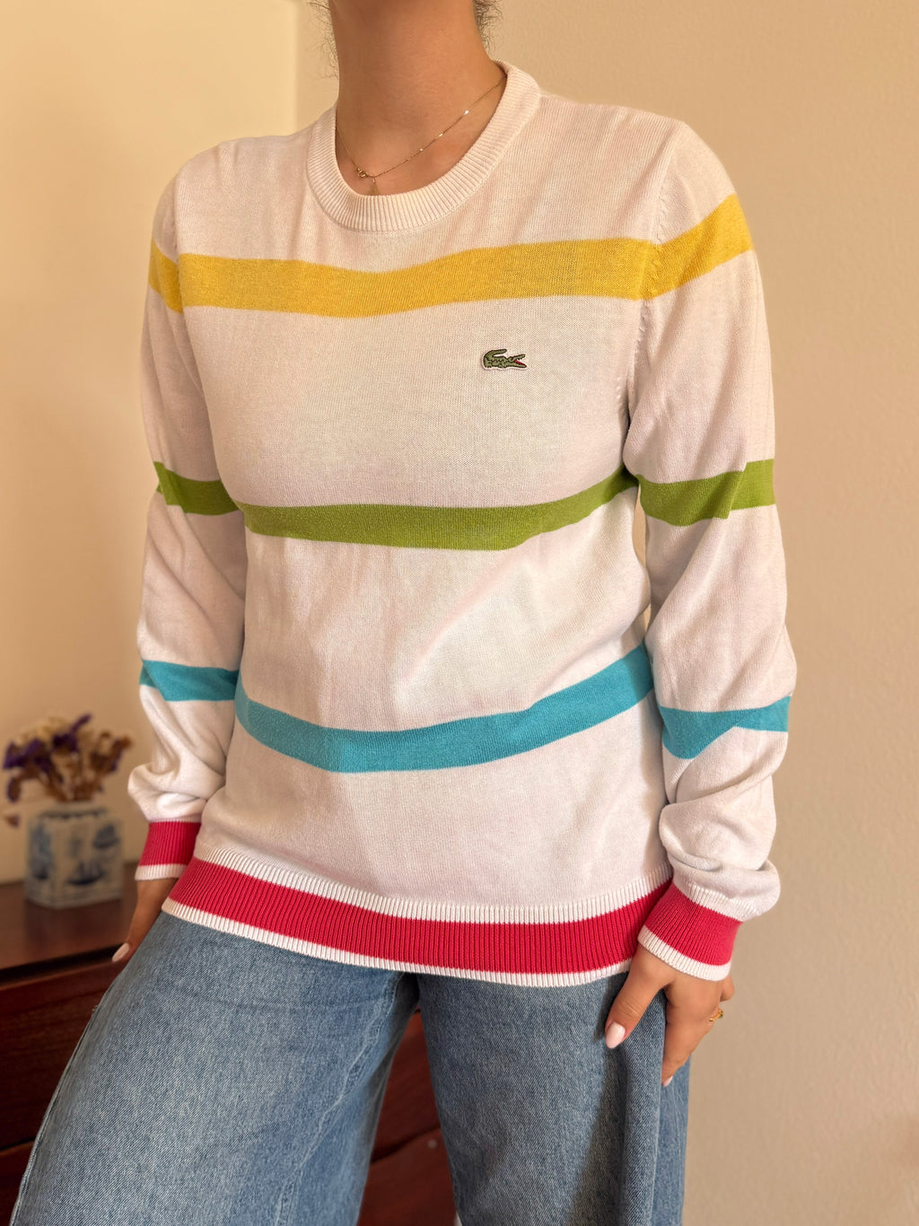 Lacoste Round Neck Knit Sweater 100% Cotton