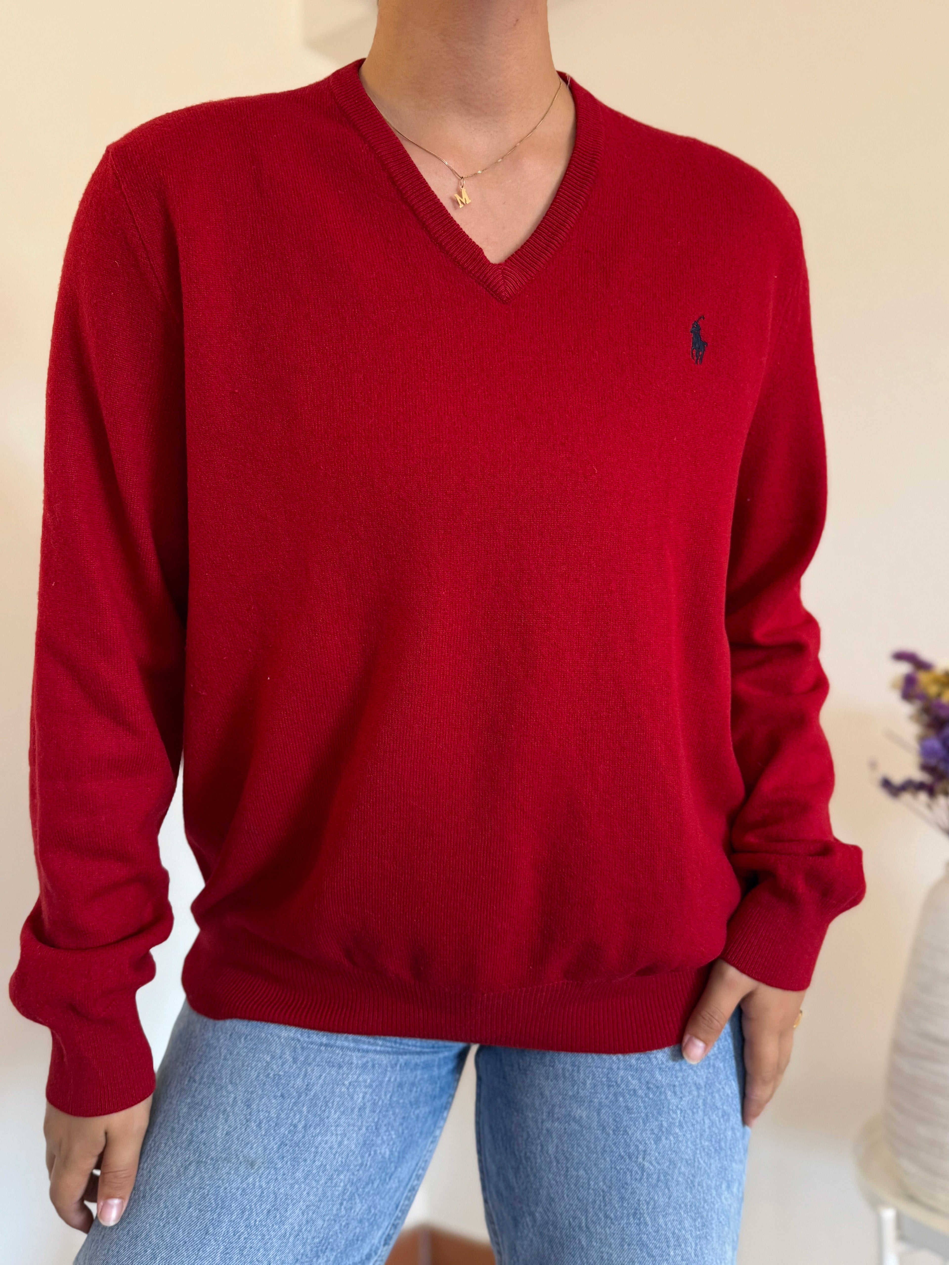 Ralph Lauren V-Neck Knit 100% Lã