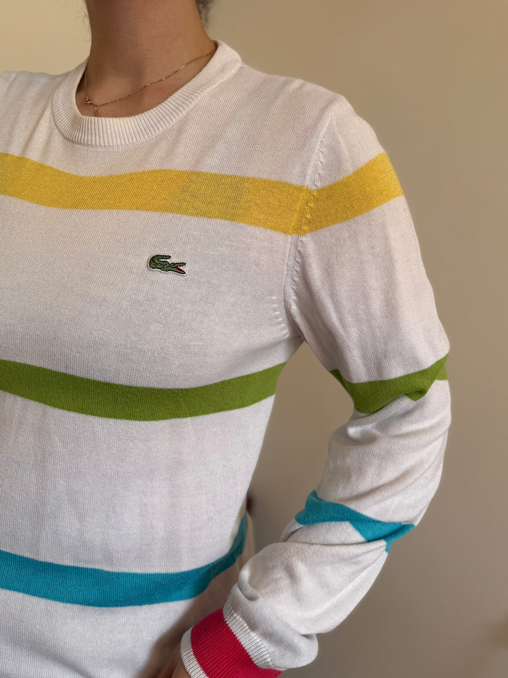 Lacoste Round Neck Knit Sweater 100% Cotton