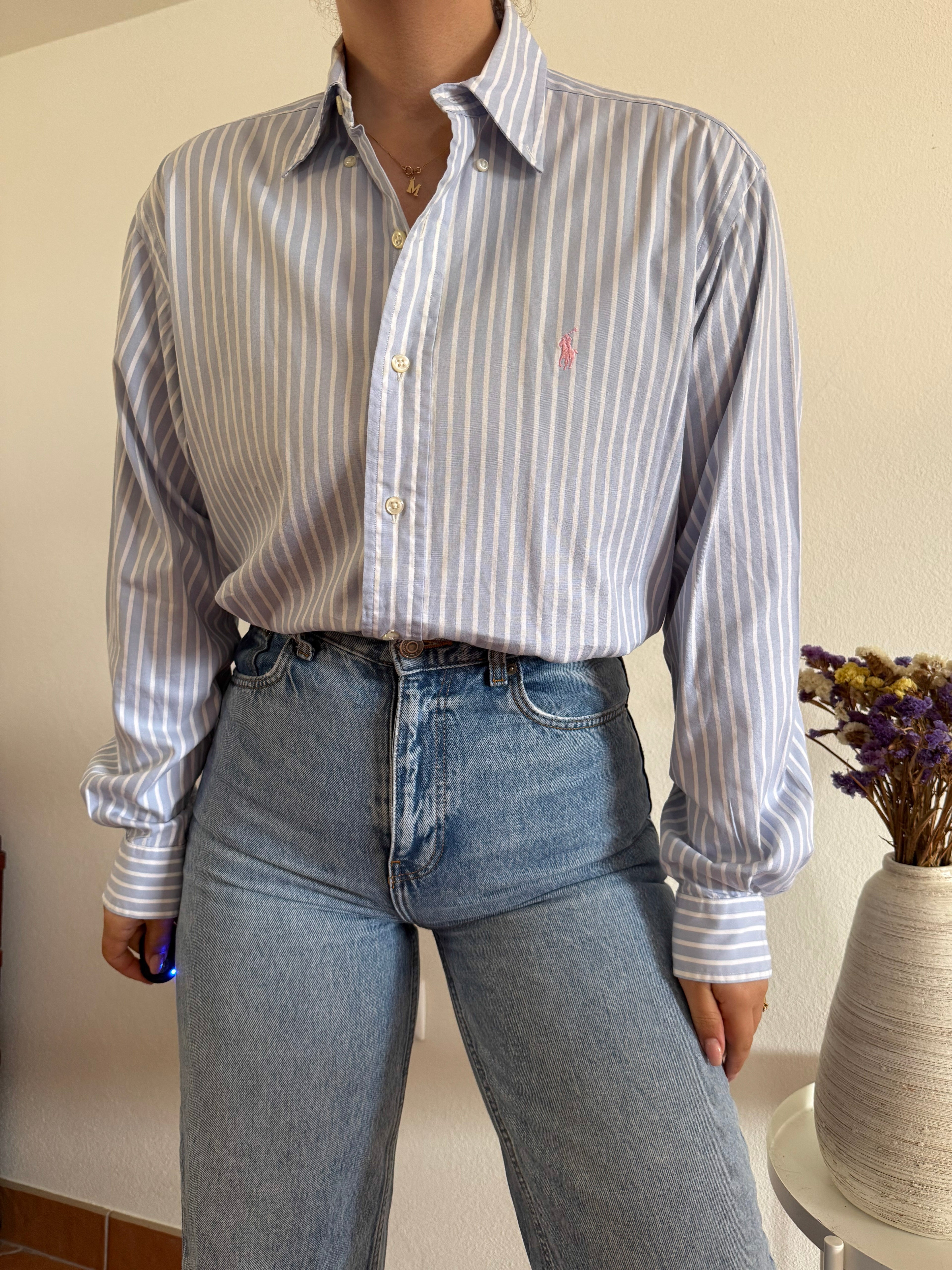 Polo Ralph Lauren Shirt Striped Blue 100% Cotton