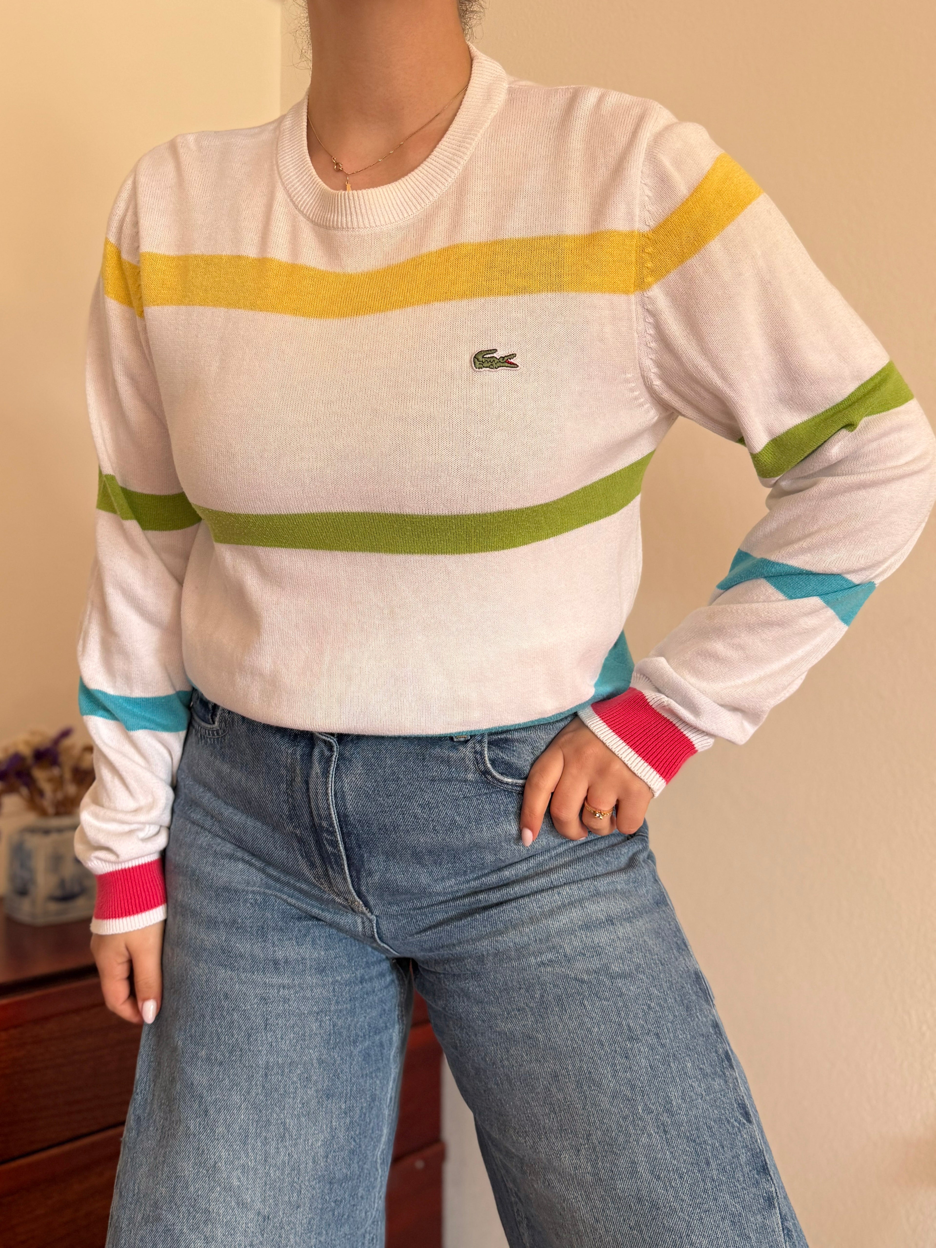 Lacoste Round Neck Knit Sweater 100% Cotton