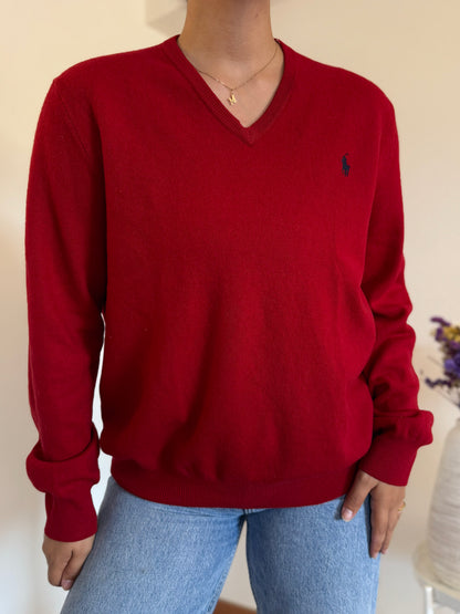 Ralph Lauren V-Neck Knit 100% Lã