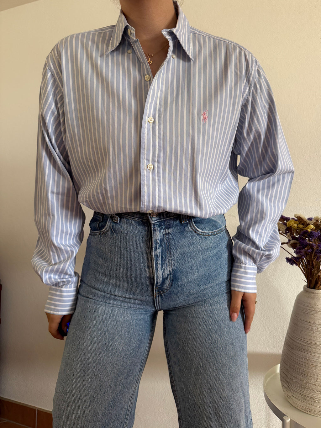 Polo Ralph Lauren Shirt Striped Blue 100% Cotton