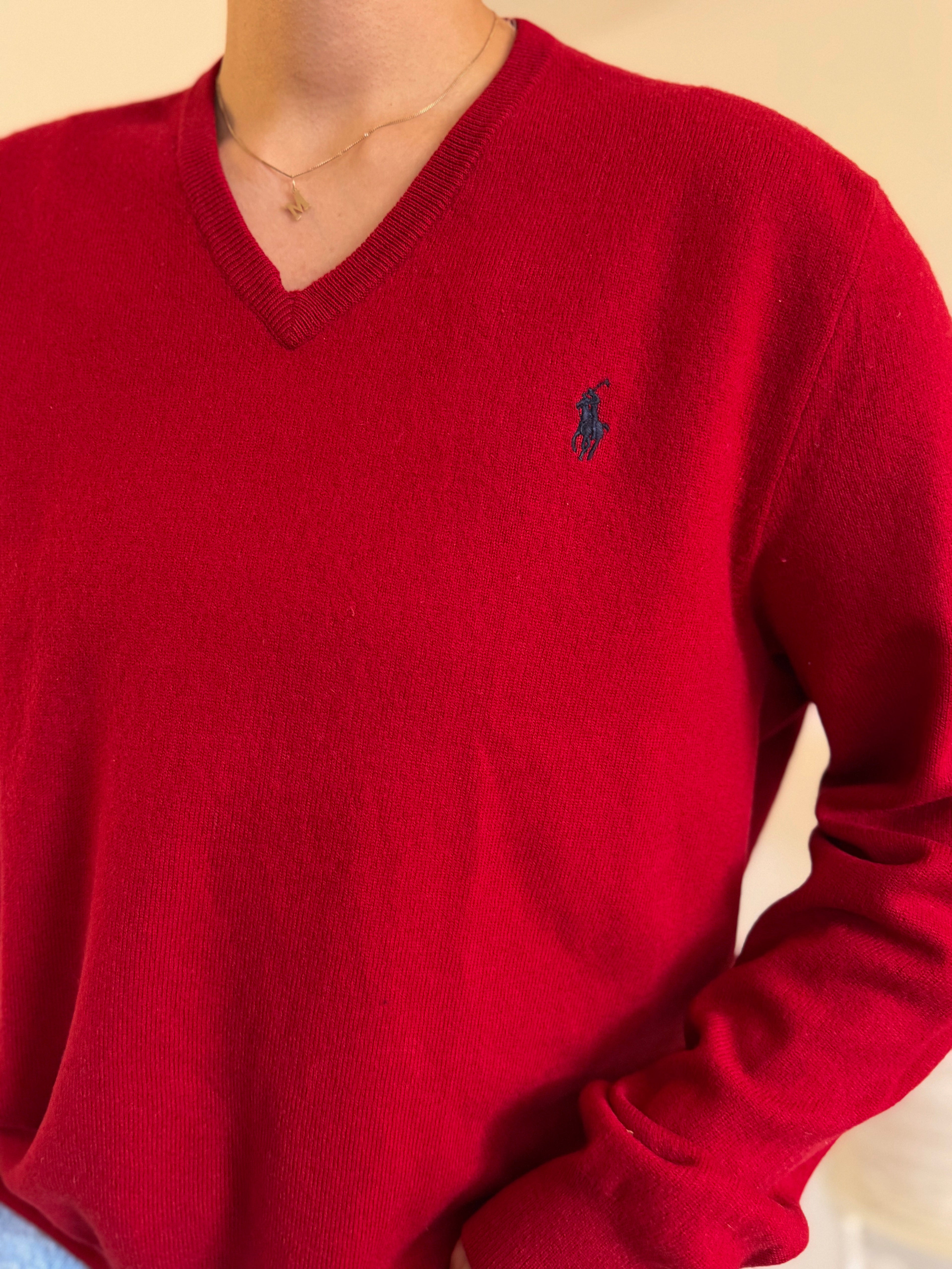 Ralph Lauren V-Neck Knit 100% Lã