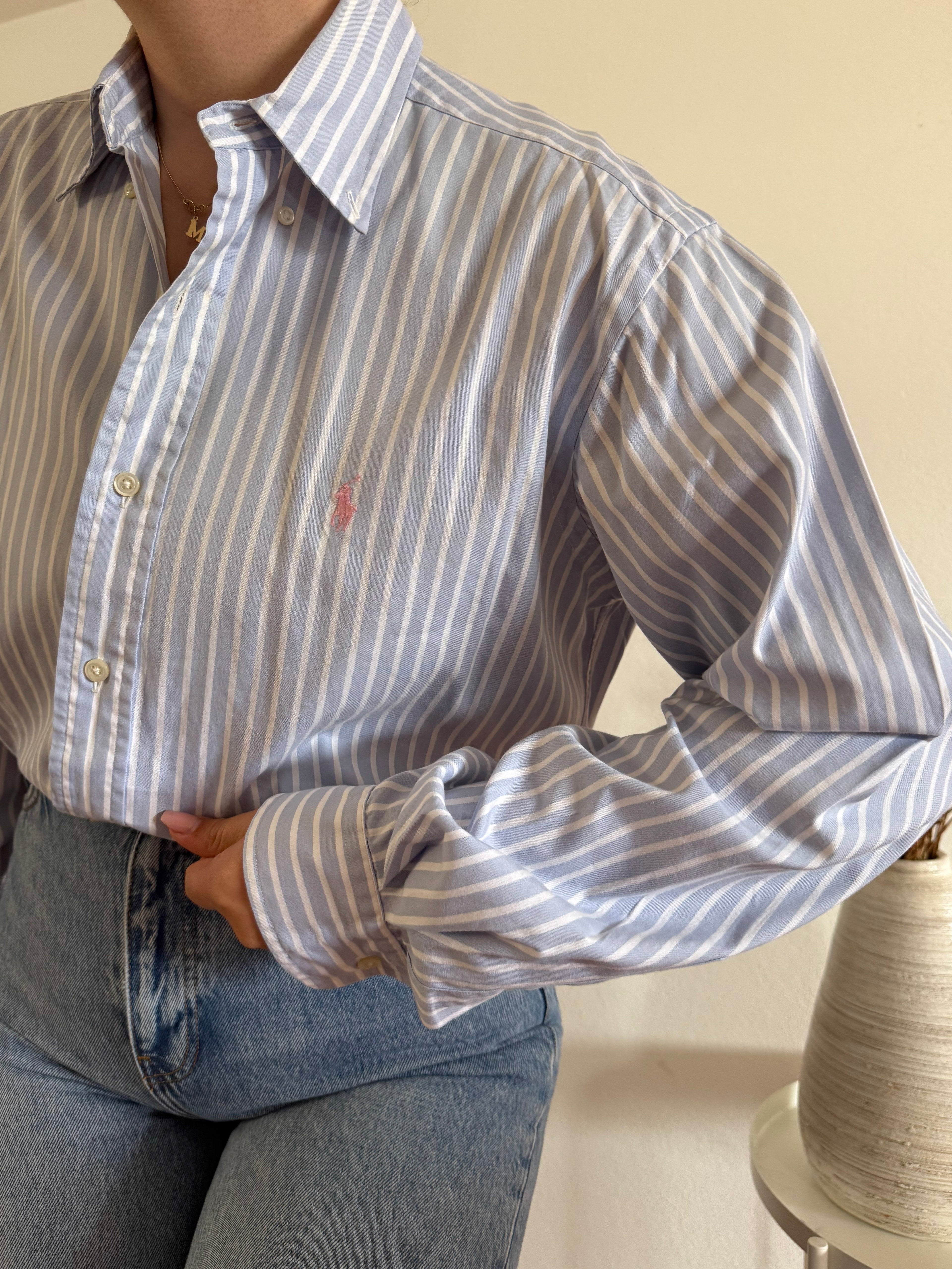 Polo Ralph Lauren Shirt Striped Blue 100% Cotton