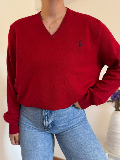 Ralph Lauren V-Neck Knit 100% Lã