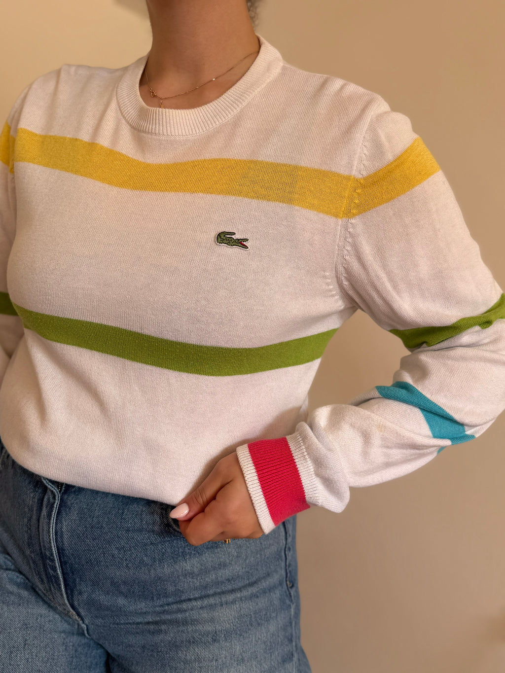 Lacoste Round Neck Knit Sweater 100% Cotton