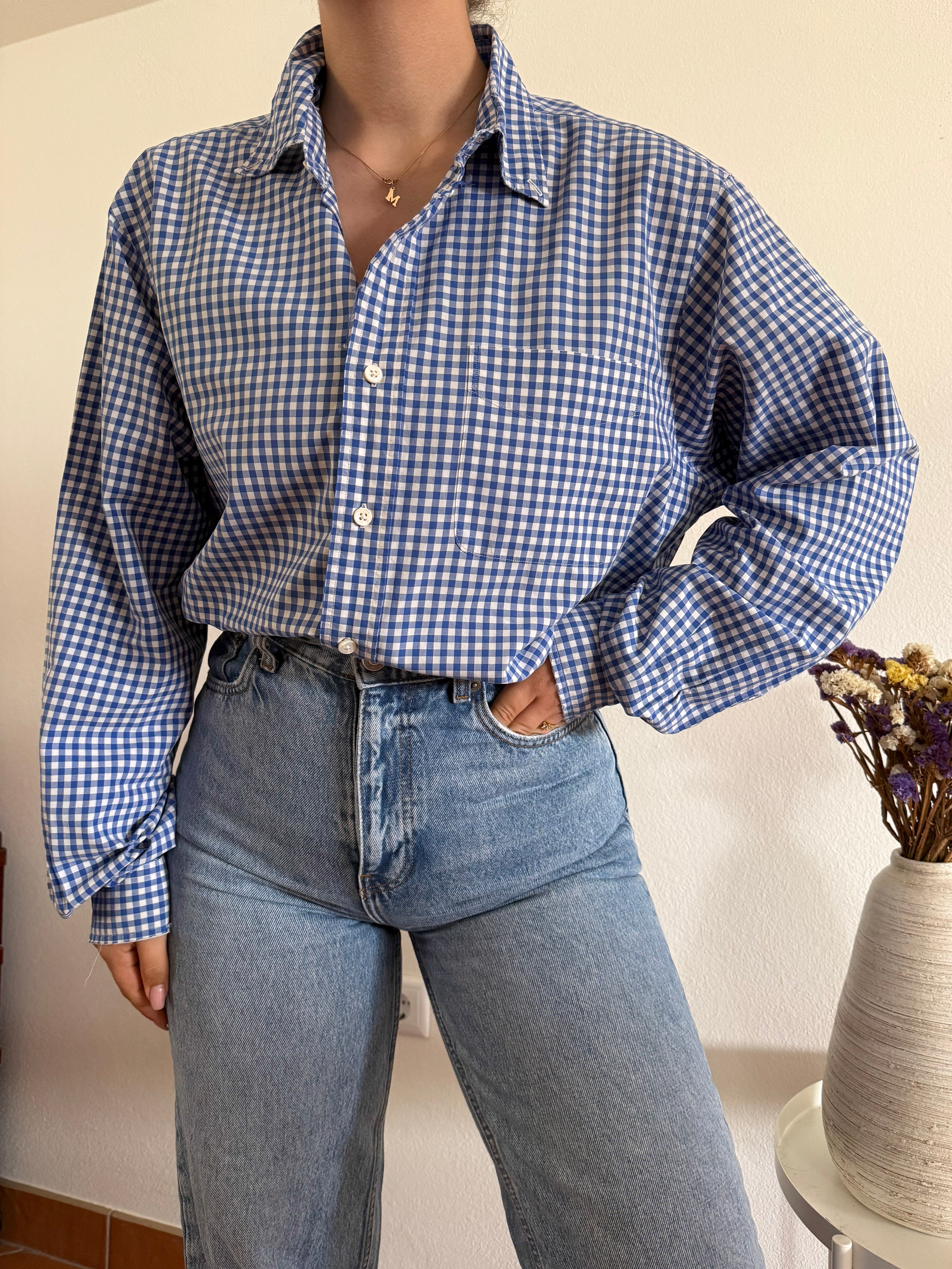 Ralph Lauren Shirt Classic Fit Plaid Blue 100% Cotton