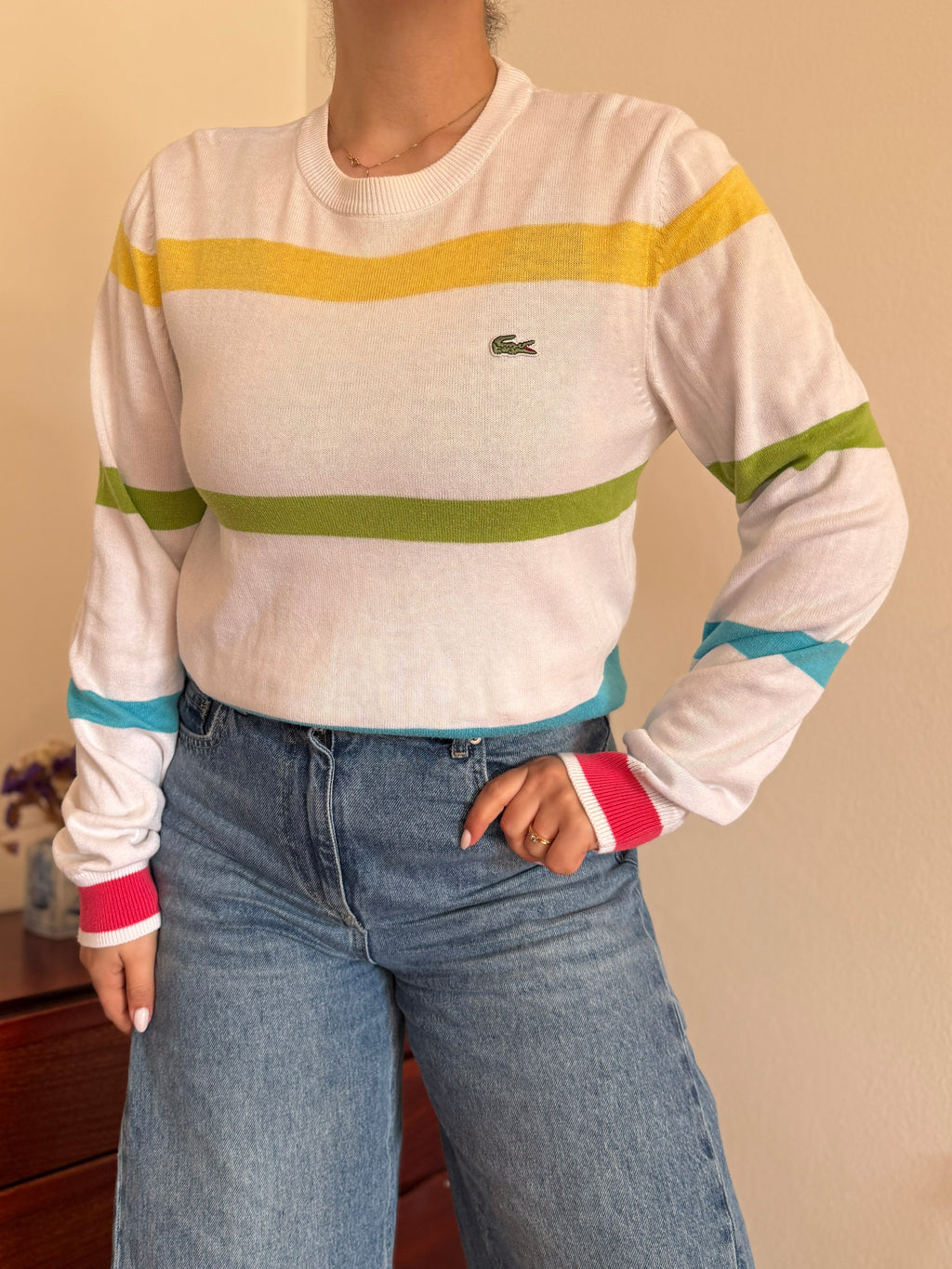 Lacoste Round Neck Knit Sweater 100% Cotton