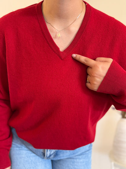 Ralph Lauren V-Neck Knit 100% Lã
