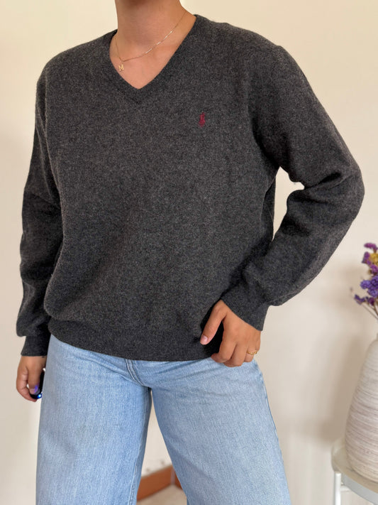 Ralph Lauren V-Neck Knit Sweater 100% Wool