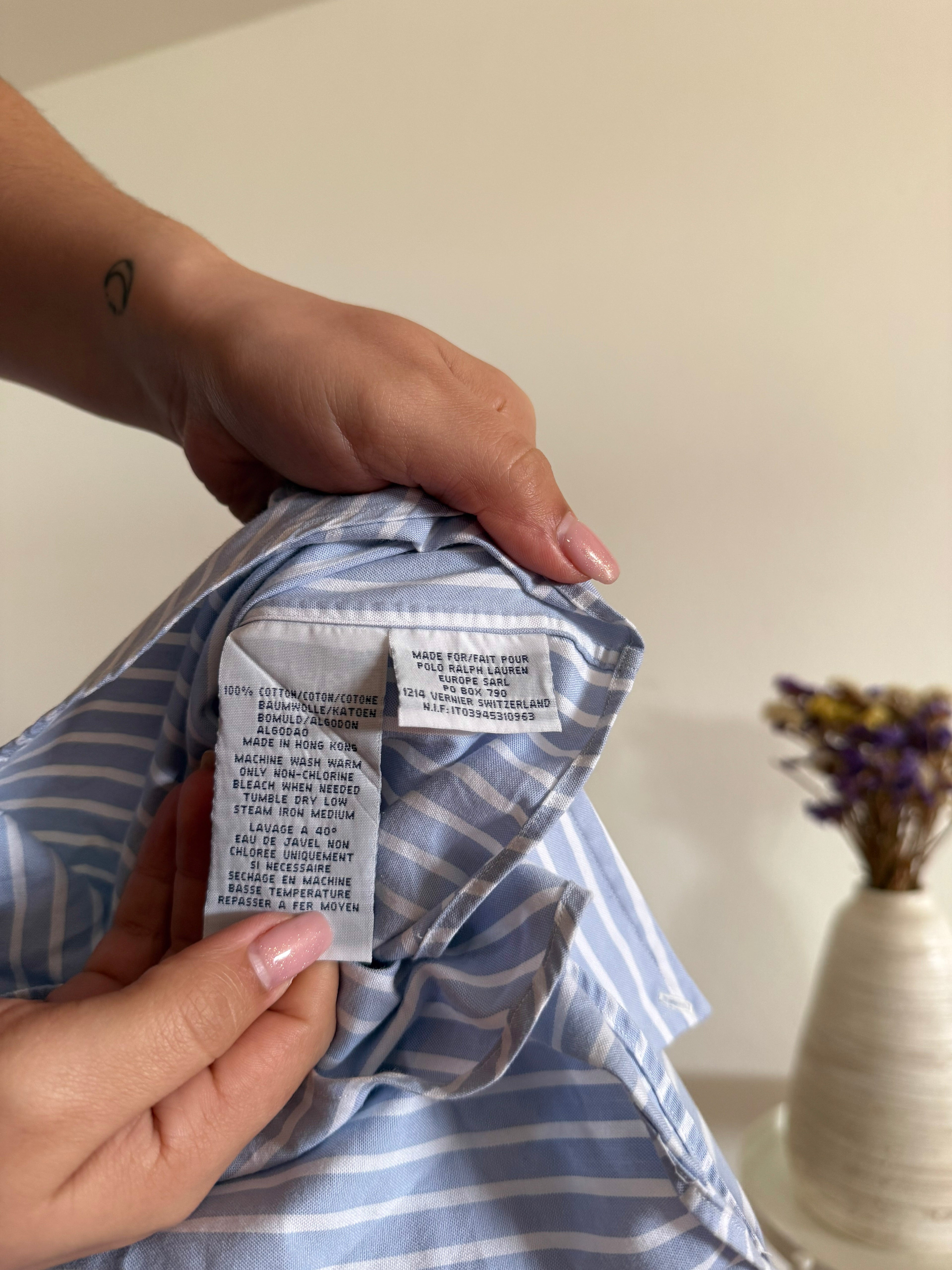 Polo Ralph Lauren Shirt Striped Blue 100% Cotton