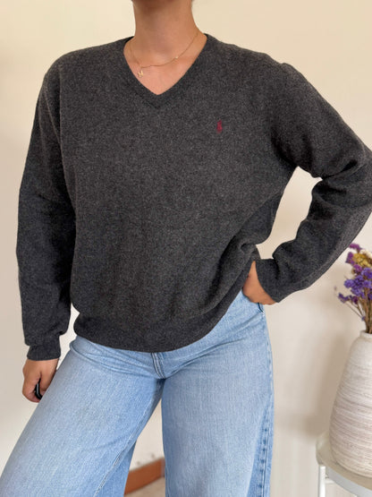 Ralph Lauren V-Neck Knit Sweater 100% Wool