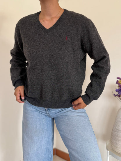 Ralph Lauren V-Neck Knit Sweater 100% Wool