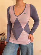 Lacoste V-Neck Knit Sweater 100% Wool