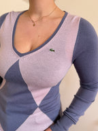 Lacoste V-Neck Knit Sweater 100% Wool