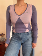 Lacoste V-Neck Knit Sweater 100% Wool