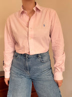 Polo Ralph Lauren Pink Plaid Shirt Costum Fit 100% Cotton