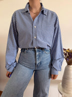 Ralph Lauren Shirt Classic Fit Plaid Blue 100% Cotton