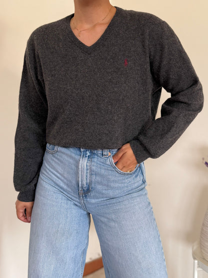 Ralph Lauren V-Neck Knit Sweater 100% Wool