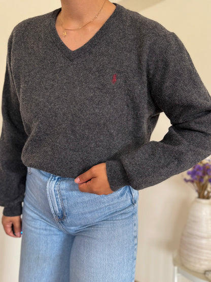 Ralph Lauren V-Neck Knit Sweater 100% Wool