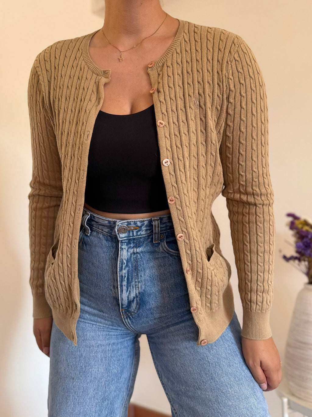 Ralph Lauren Round Neck Cable Knit Cardigan