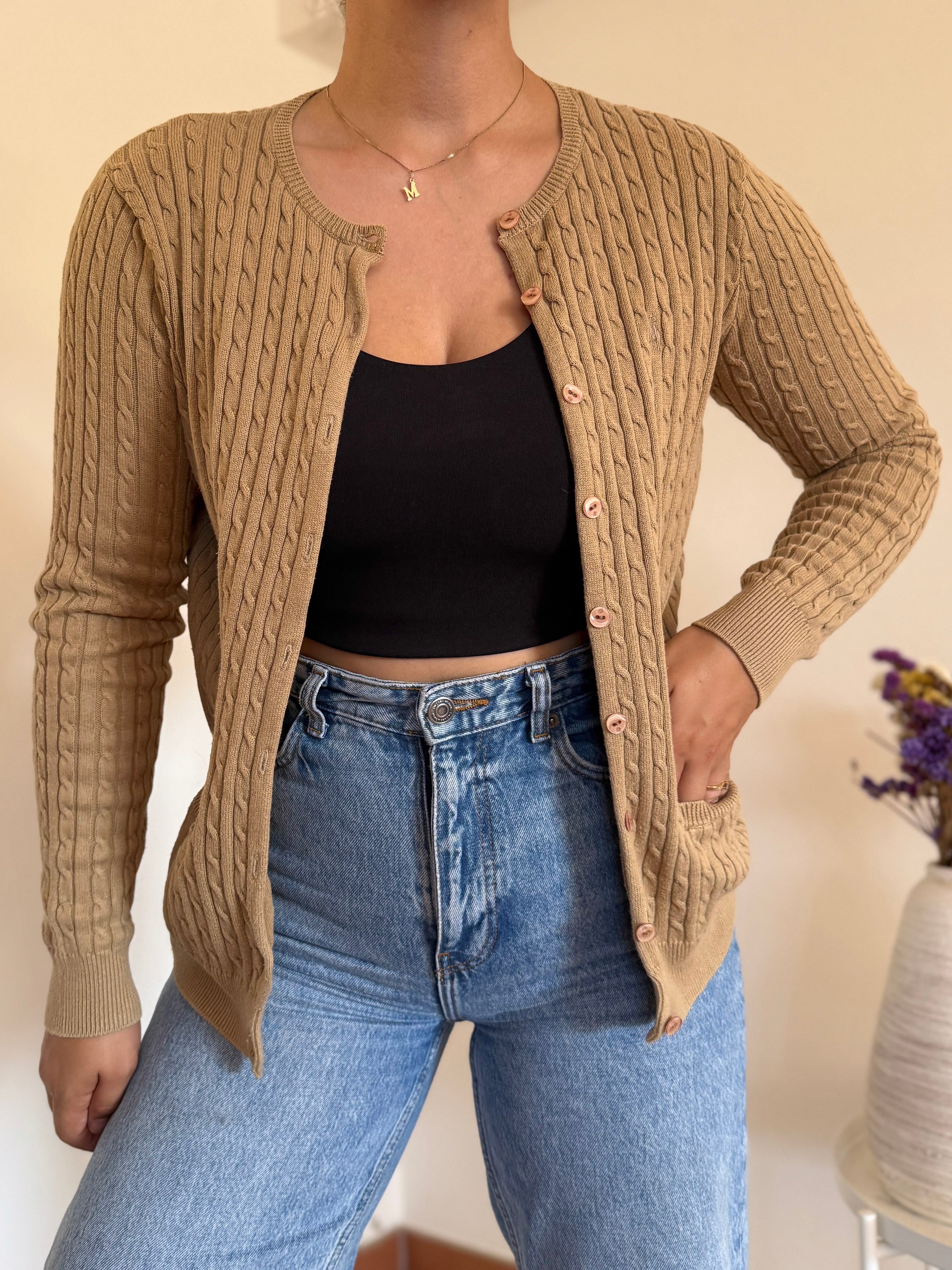 Ralph Lauren Round Neck Cable Knit Cardigan