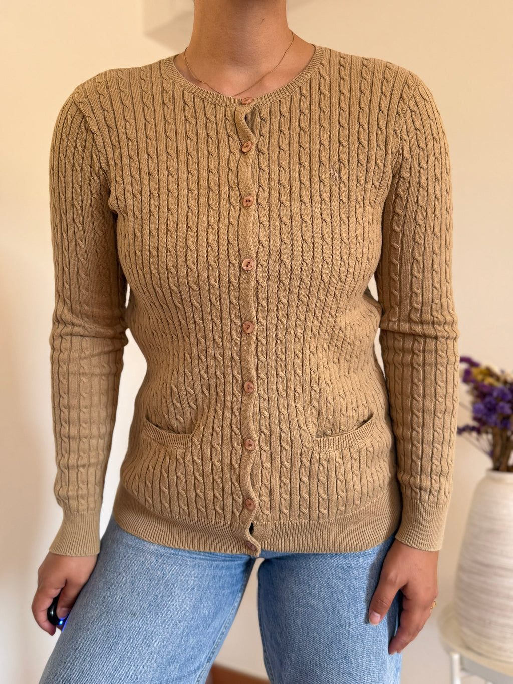 Ralph Lauren Round Neck Cable Knit Cardigan