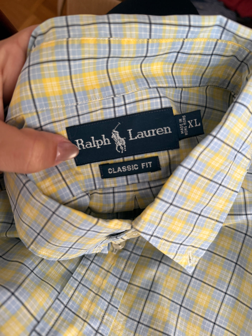 Camisa Polo Ralph Lauren Xadrez Amarelo e Azul | Oversized Vintage Preppy