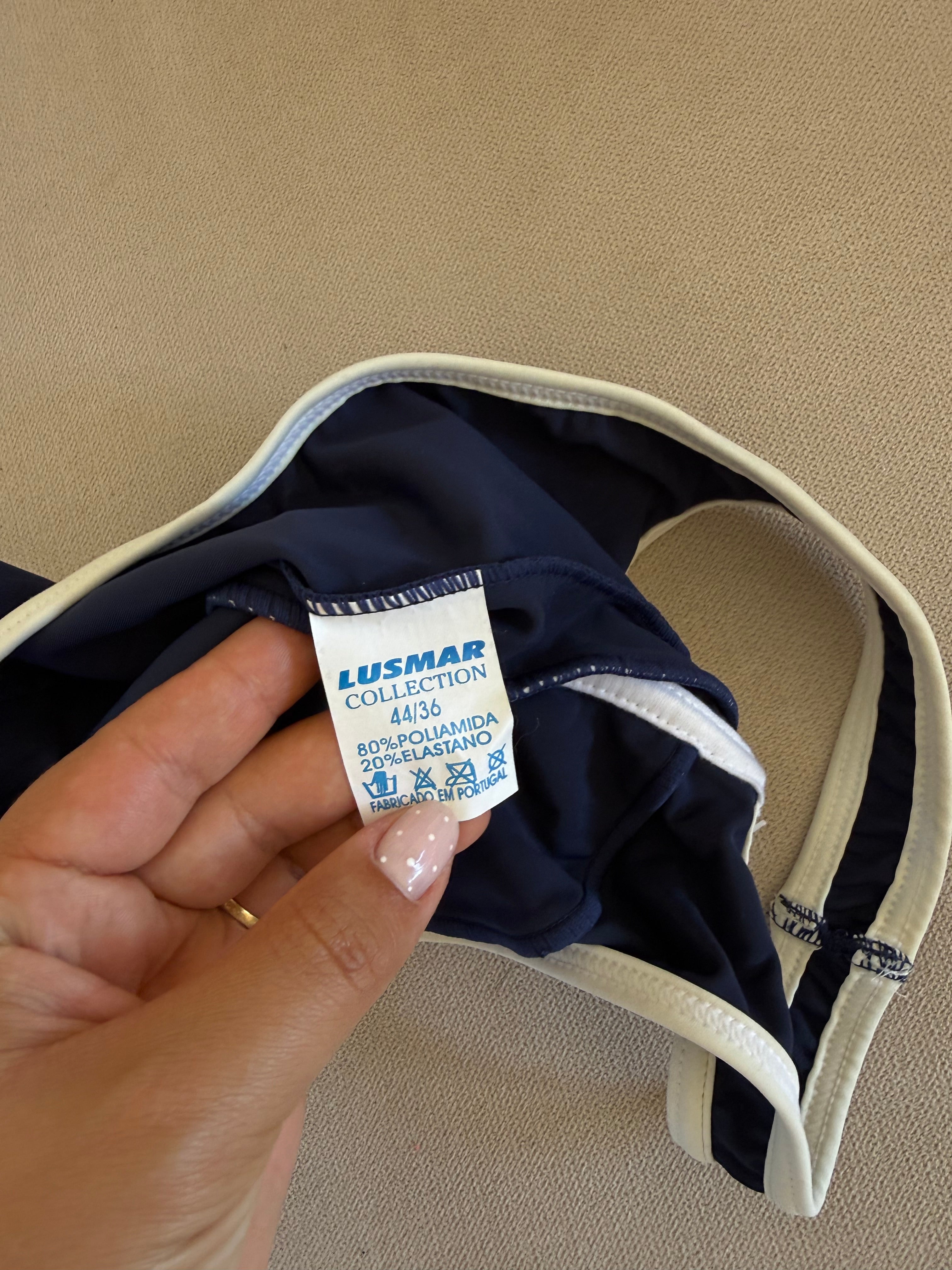 Fato de Banho Vintage Lusmar Azul e Branco c/ Aro (Veste S)
