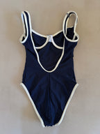 Fato de Banho Vintage Lusmar Azul e Branco c/ Aro (Veste S)
