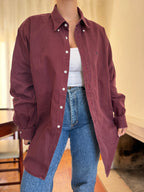 Camisa Ralph Lauren Bombazina Bordô | Oversized Vintage Preppy