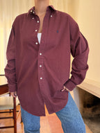 Camisa Ralph Lauren Bombazina Bordô | Oversized Vintage Preppy