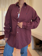 Camisa Ralph Lauren Bombazina Bordô | Oversized Vintage Preppy
