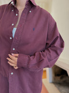 Camisa Ralph Lauren Bombazina Bordô | Oversized Vintage Preppy