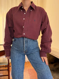 Camisa Ralph Lauren Bombazina Bordô | Oversized Vintage Preppy