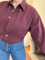 Camisa Ralph Lauren Bombazina Bordô | Oversized Vintage Preppy
