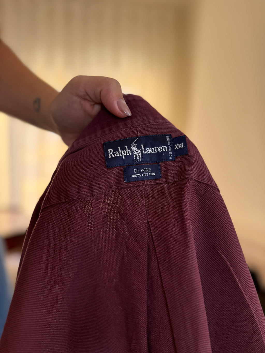 Camisa Ralph Lauren Bombazina Bordô | Oversized Vintage Preppy