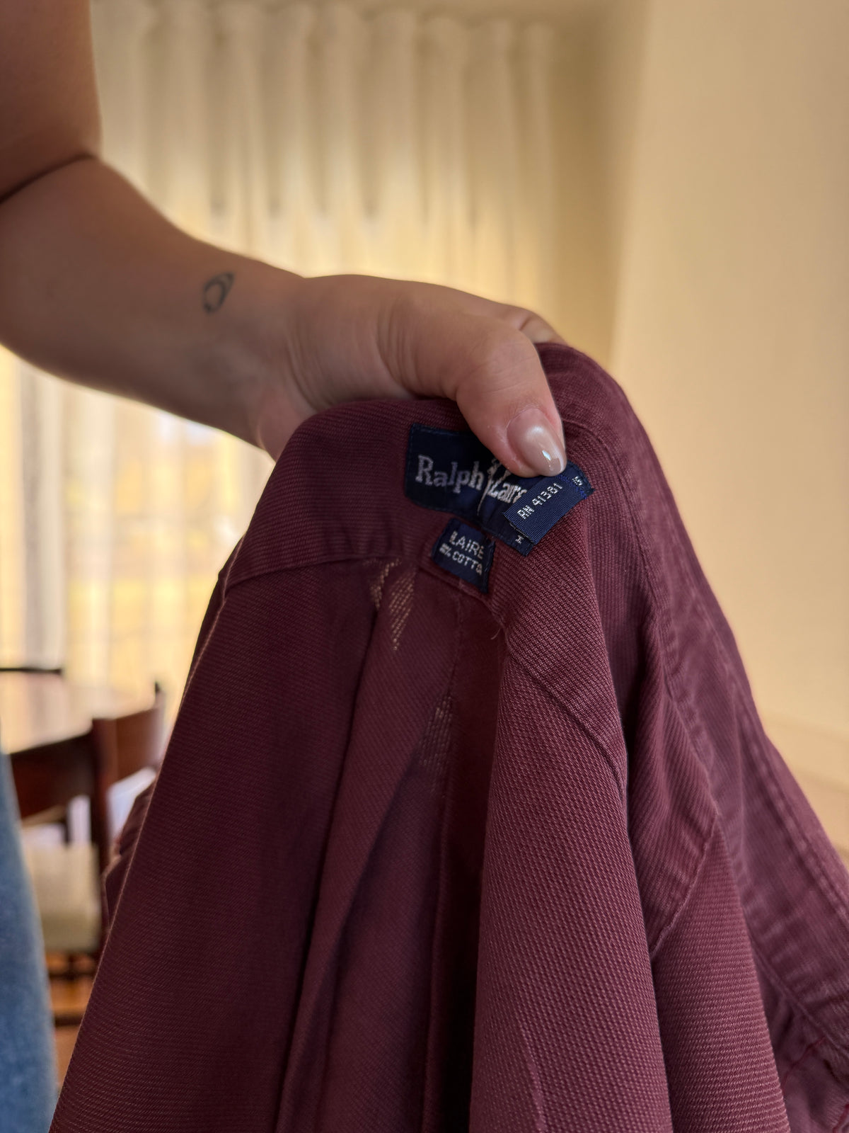 Camisa Ralph Lauren Bombazina Bordô | Oversized Vintage Preppy