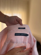Camisa Ralph Lauren Riscas Rosa e Branco | Oxford Slim Fit Vintage