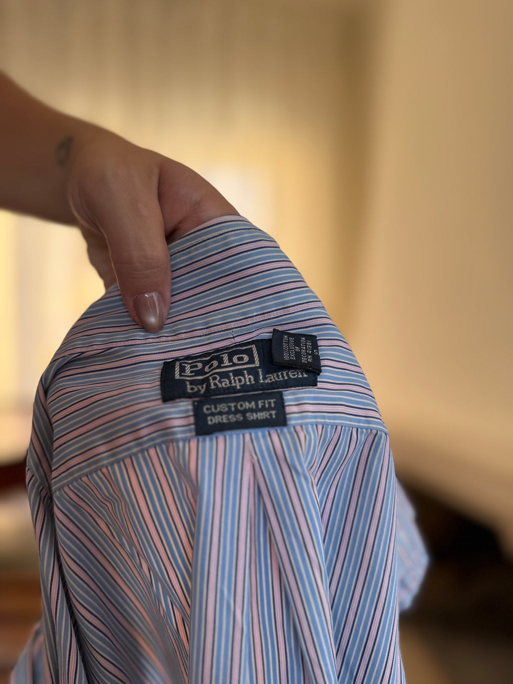 Camisa Polo Ralph Lauren Riscas Azul e Rosa | Oversized Vintage Preppy
