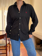 Camisa Polo Ralph Lauren Preta com Logo Vermelho | Button Down Vintage Classic