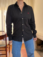 Camisa Polo Ralph Lauren Preta com Logo Vermelho | Button Down Vintage Classic