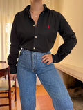Camisa Polo Ralph Lauren Preta com Logo Vermelho | Button Down Vintage Classic